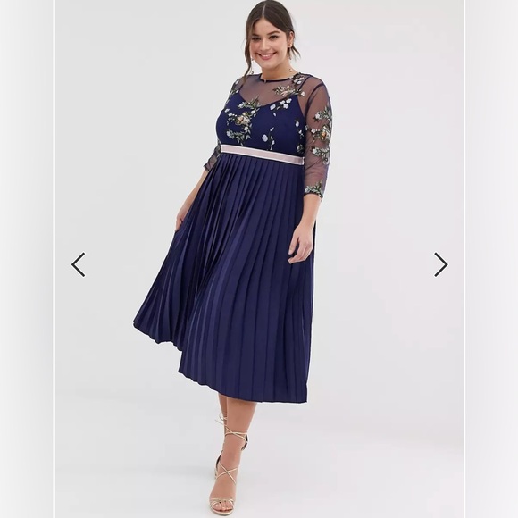 Little Mistress Plus embroidered top midi dress - Picture 3 of 4